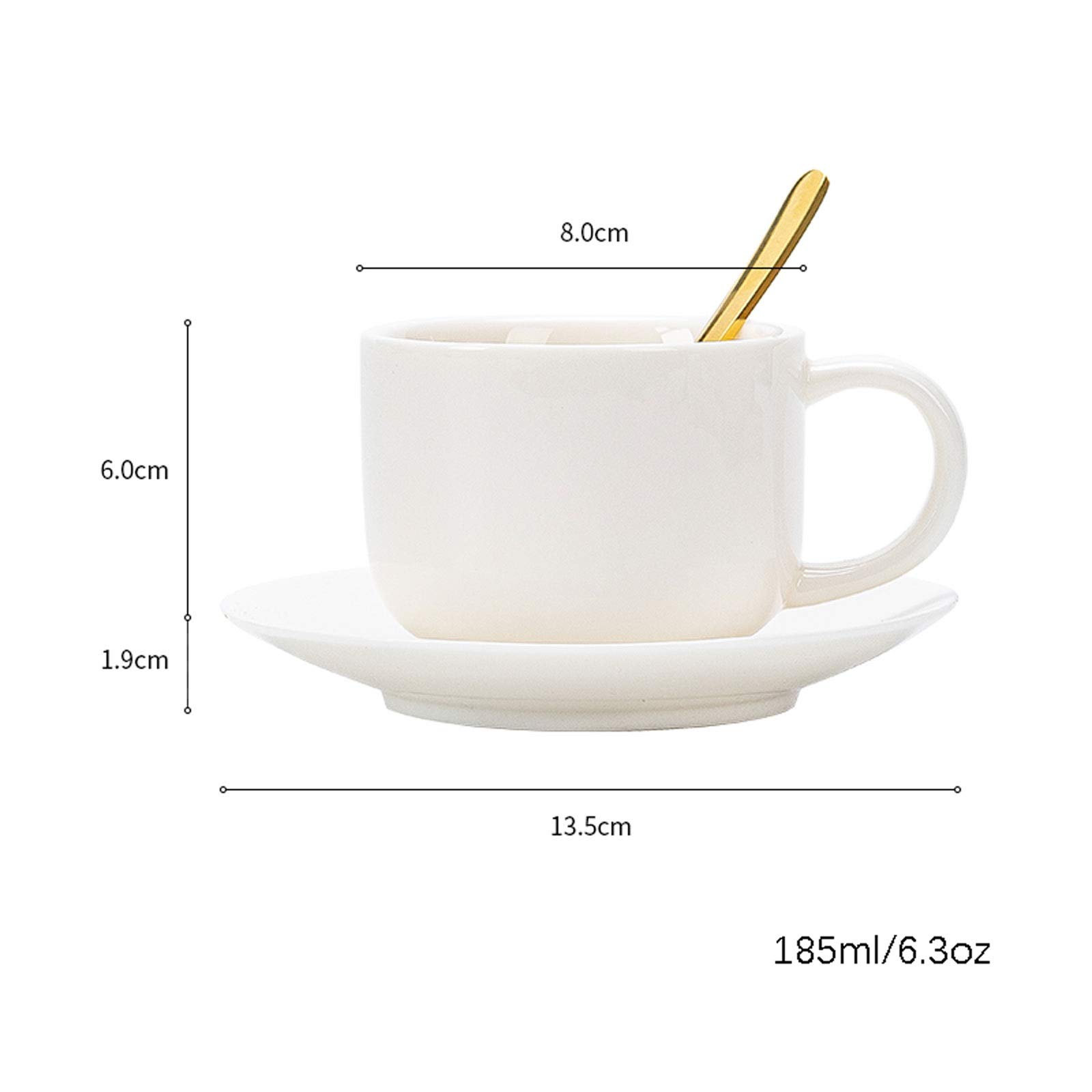Zestaw filiżanek do kawy, porcelanowe filiżanki do cappuccino i spodki z łyżkami do espresso 140 ml filiżanki do espresso