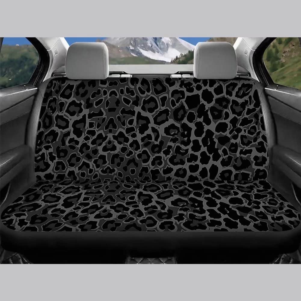 HUGS IDEA - Set completo di 4 coprisedili per auto con stampa leopardata nera classica, in poliestere elasticizzato, con schienale alto, design di ghepardo selvaggio