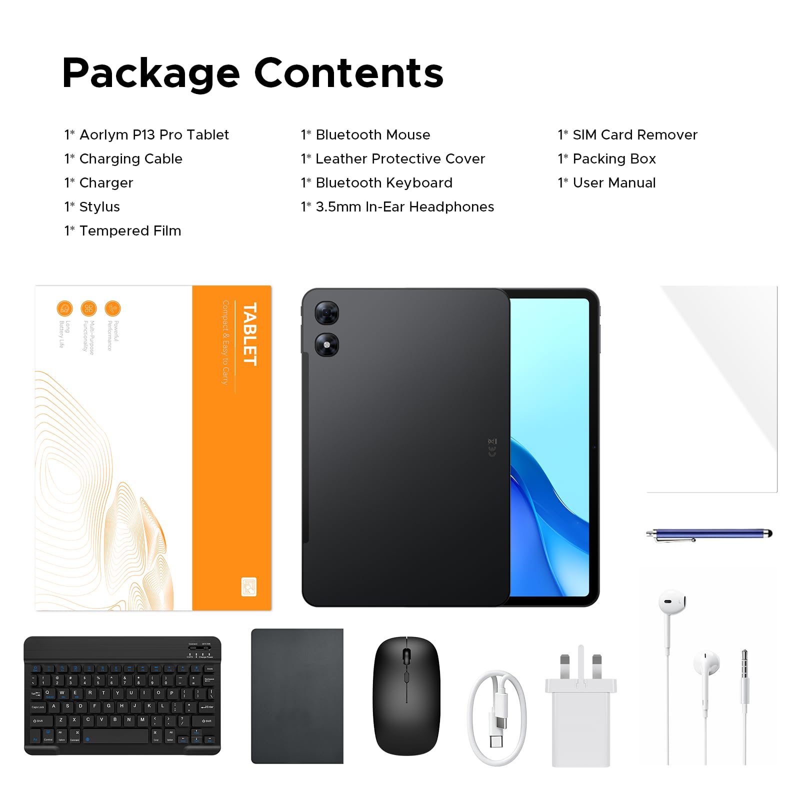 P13 Pro Tablette 13 Pouces, Gemini AI Tablette Android 16, 2.4K/120Hz, 48Go RAM+256Go ROM, 12000mAh/18W, T7280 Octa-Core, 16MP+8MP, 4G LTE, Face ID/Widevine L1/WiFi5/FM, avec Clavier et Stylet