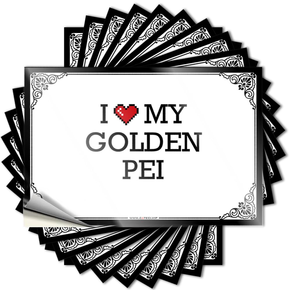 Bumper Christmas Peel and Stick - I Love My Golden Pei Case Plush Waterproof Vinyl for Gamer(8X12CM)
