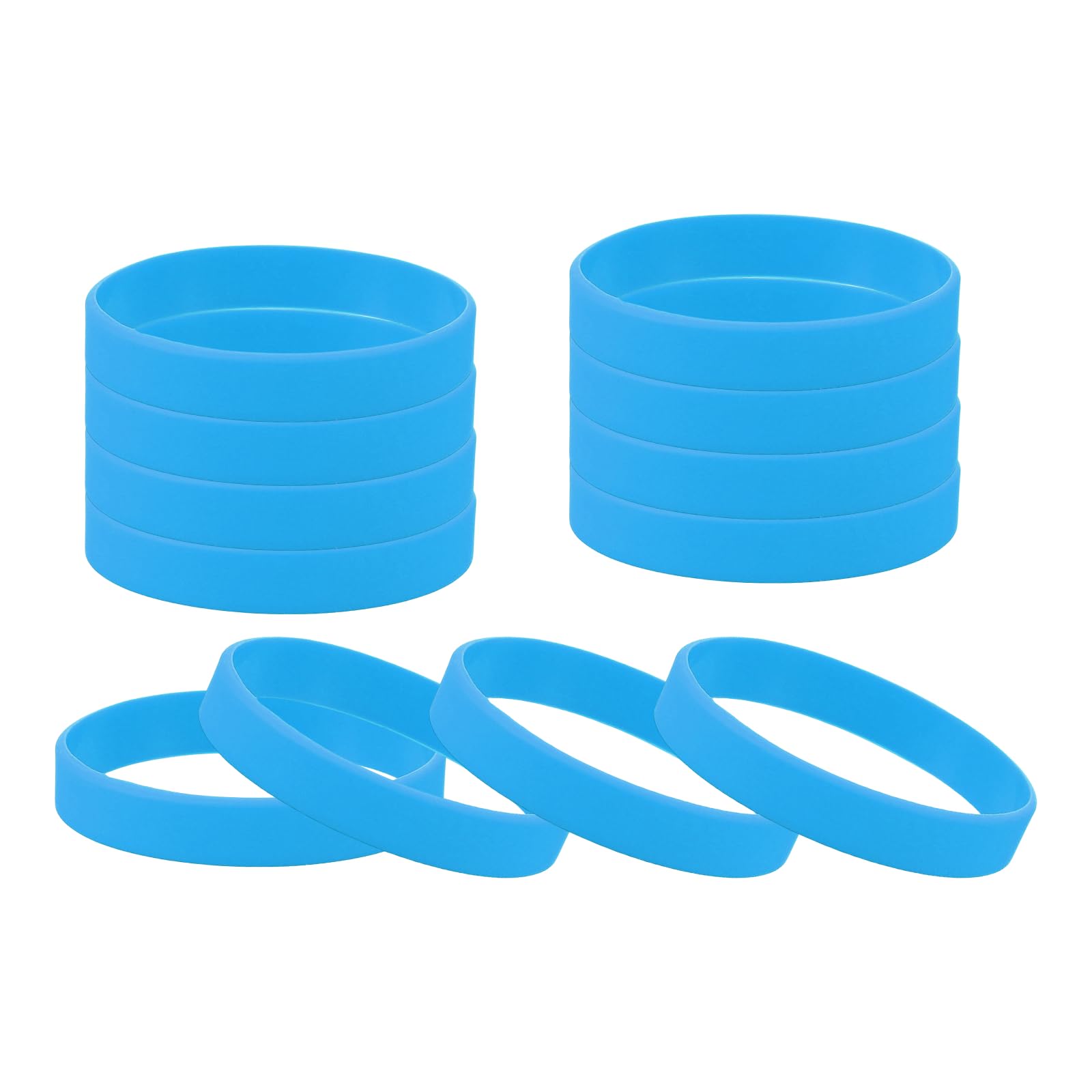 sourcing map 12 Pcs Rubber Bracelets, Unisex Silicone Bracelet Colored Elastic Sports Wristbands for Adults Teen Sports Team Games Parties Fashion Decorations, Sky Blue