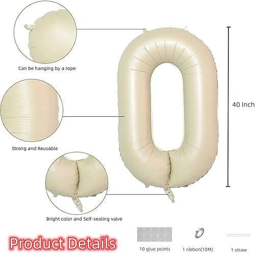 Miniatura 2 de DUXUANT, Globos gigantes de color blanco crema del número 21 de 40 pulgadas, color blanco crema para fiesta de 21 años, globo de número 21 para