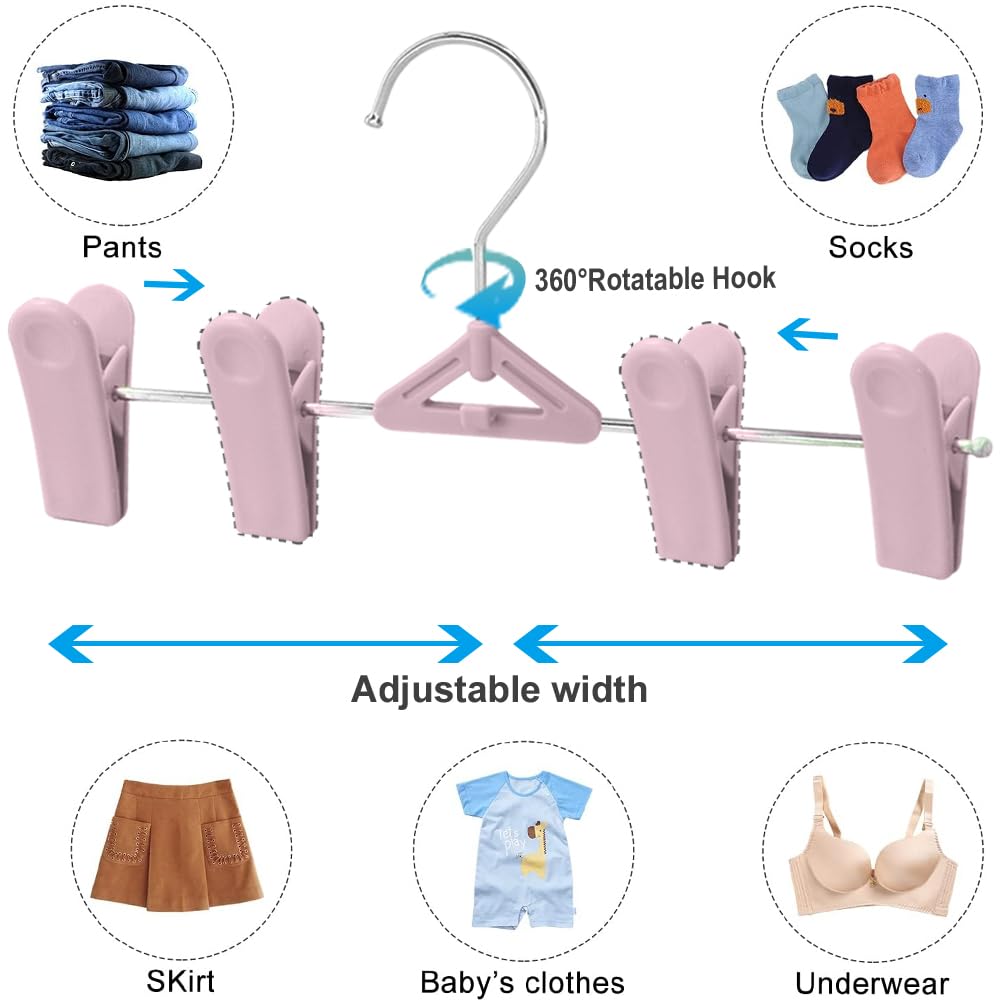 NORTHERN BROTHERS Confezione da 30 grucce per pantaloni con clip, grucce per gonne con clip, impilabili, in plastica, per pantaloni, vestiti, jeans, rosa
