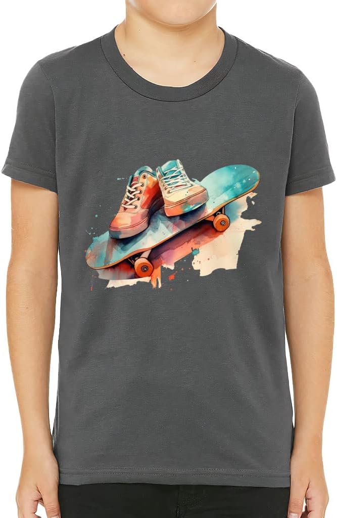 Skateboard Design Kids' T-Shirt - Unique T-Shirt - Multicolor Tee Shirt for Kids