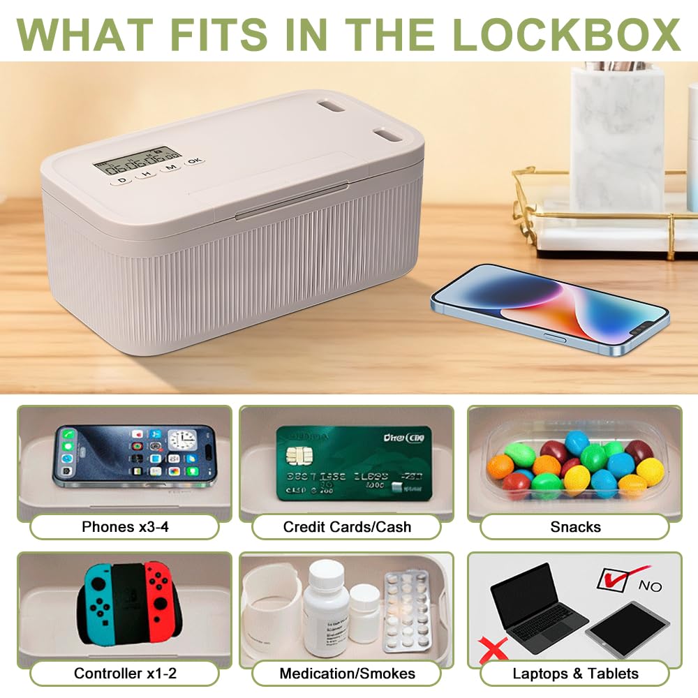 Coffre-fort Sécurisé avec Minuterie, Boîte de Verrouillage de Téléphone avec Minuterie, retirer la prise des téléphones, Protection Enfants Anti-Dépendance, pour la maison, le bureau