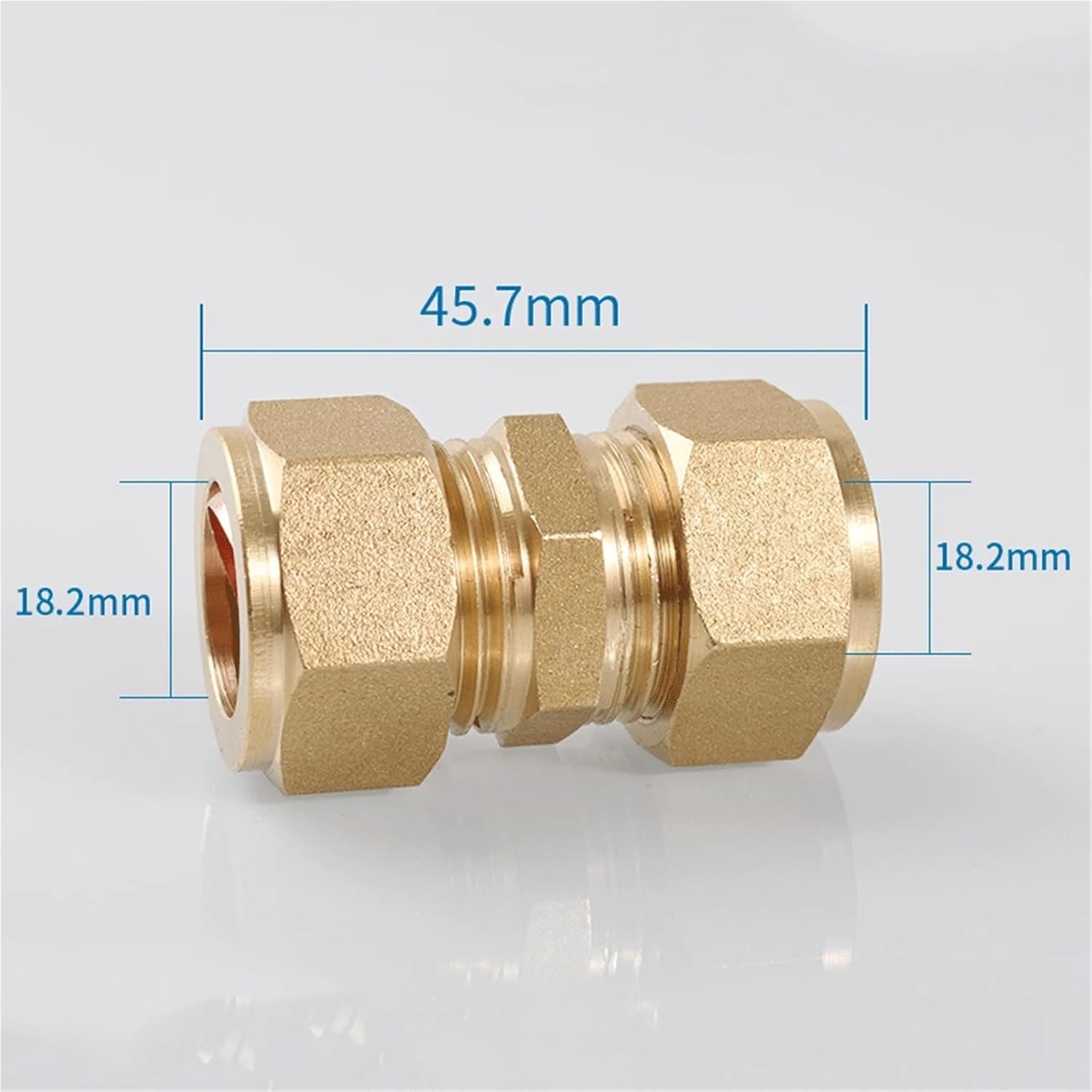 6/8/10/12/15/16-28mm Tube OD Compression Union Brass Pipe Fitting Connector Coupler for Copper Tube Air Conditioner(18mm)