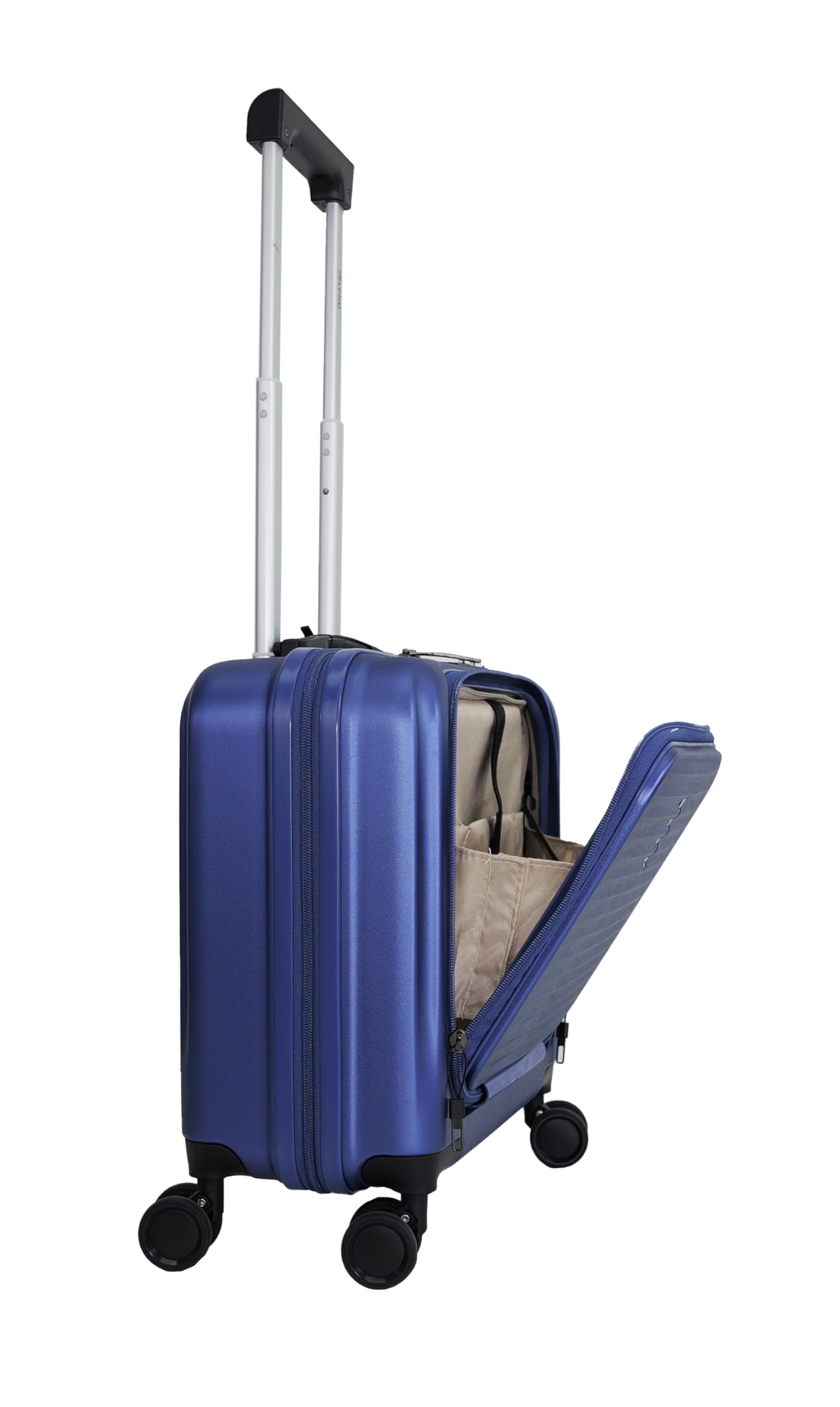 Alpini - Maleta de cabina de negocios B-Pilot-R de 8 ruedas, con toma USB para carga integrada, compatible con PC, azul (Blue), cabine 42.5x20x44cm -31L, B-PILOT-R