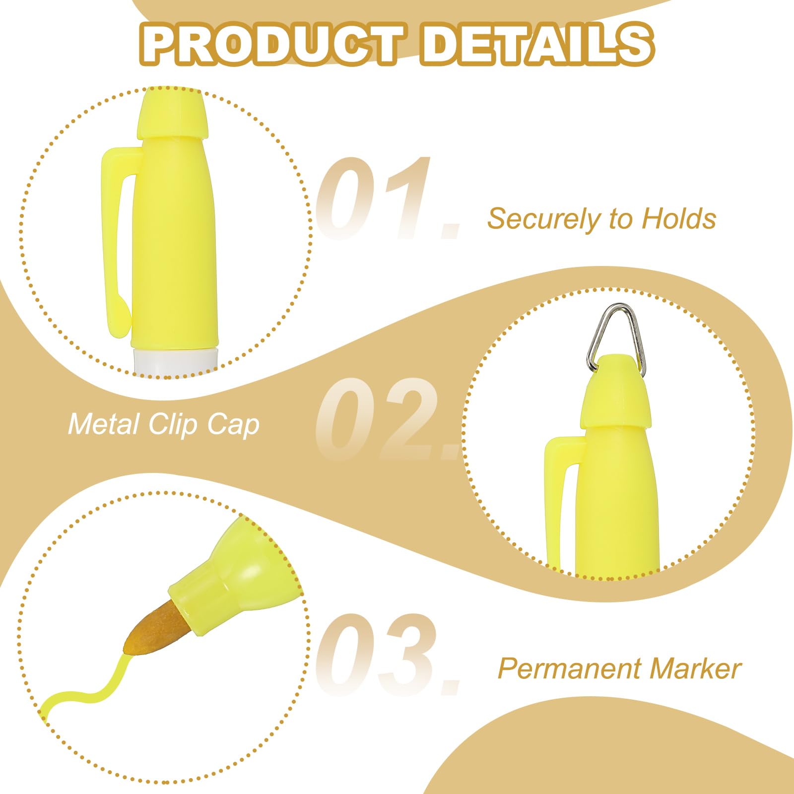 PATIKIL 10 Pcs Mini Permanent Markers with Clips Golf Ball Markers Pen Badge Ink Pens Golf Keychain Clips for Home Office Supplies Sports Outdoor Activities - Image 3