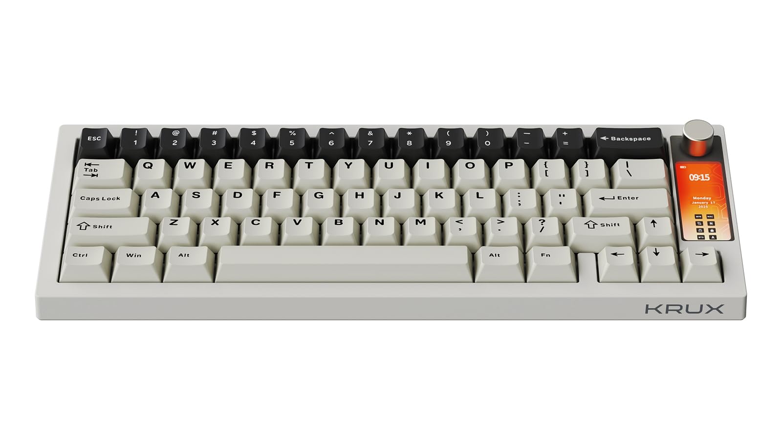 KRUX Drox, mechaniczna klawiatura dla graczy, kompaktowa klawiatura w rozmiarze 65%, wielofunkcyjny ekran, liniowe przełączniki KRUX Violet, podświetlenie RGB, hot-swap, oprogramowanie web-owe