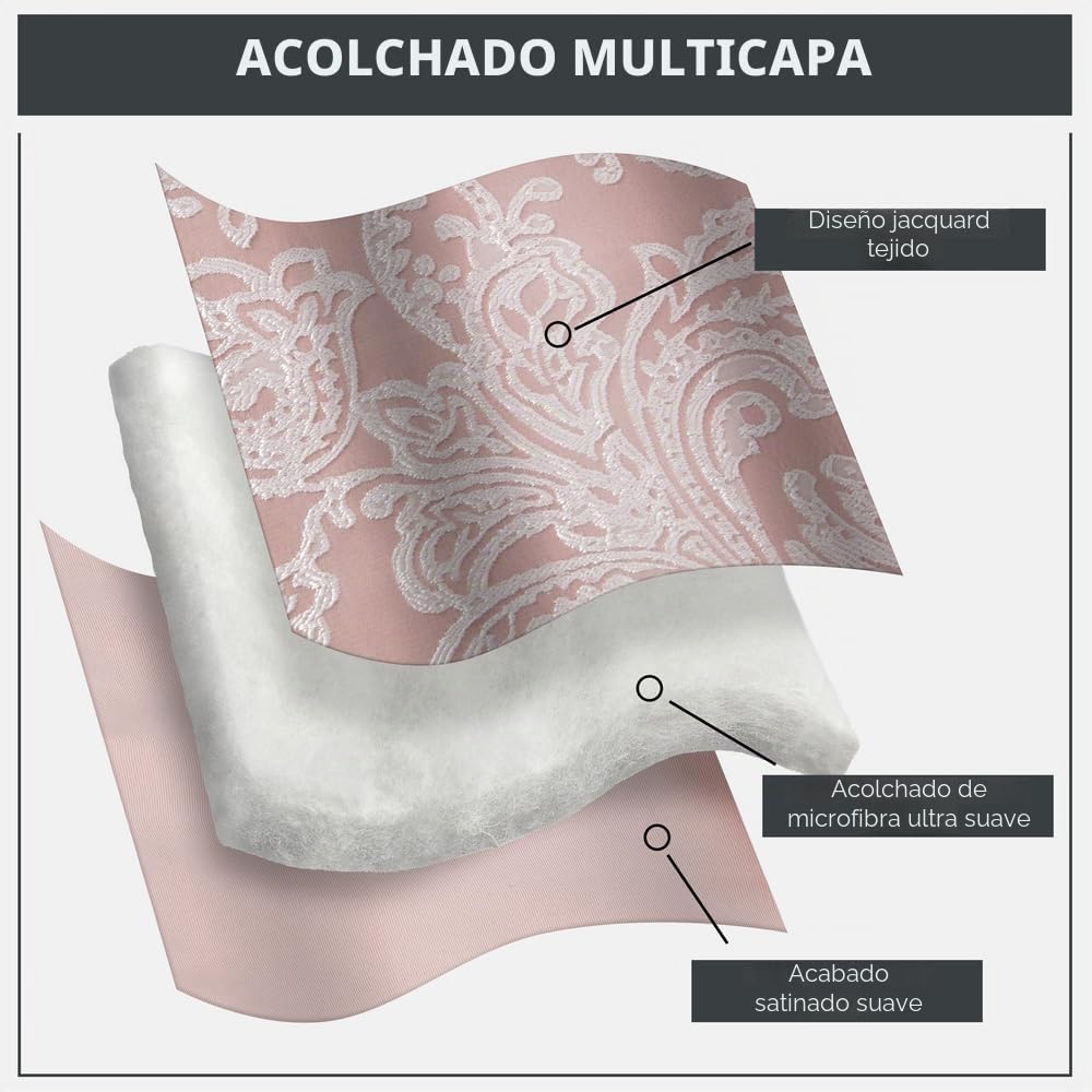 Emma Barclay Duchess - Juego de Colcha Acolchada con Adornos de Jacquard en Color Rosa Rubor para Cama de Matrimonio o King