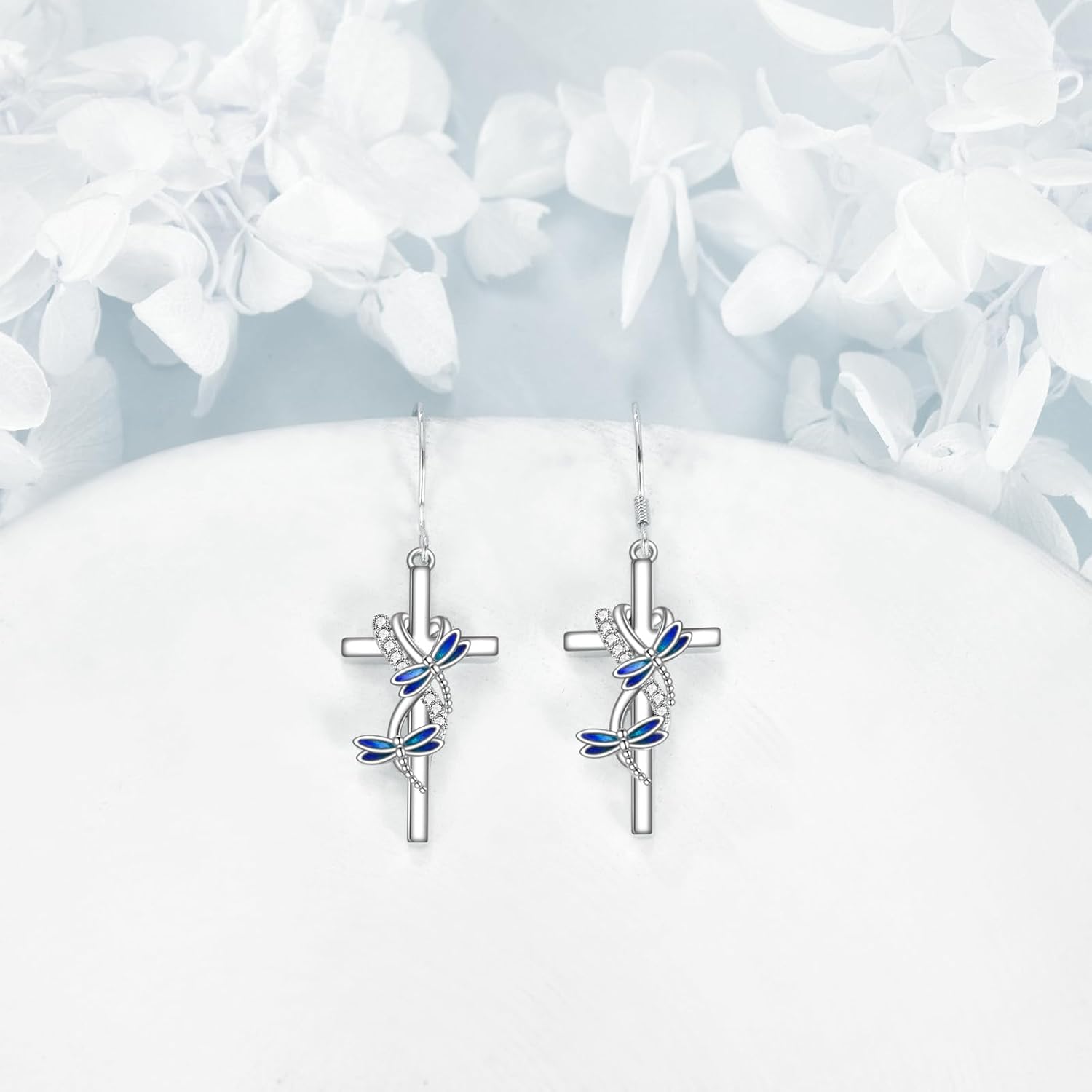 POPLYKE Cross Earrings for Women 925 Sterling Silver Dangle Earring Jewelry Gifts for Mother Sister Grandma - Image 3