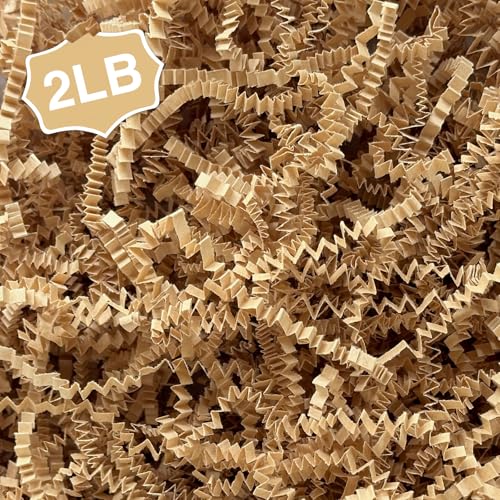 Corlcol 2LB Crinkle paper Shred Paper Filler For Gift Box Basket Bags On Holiday(Brown Kraft).