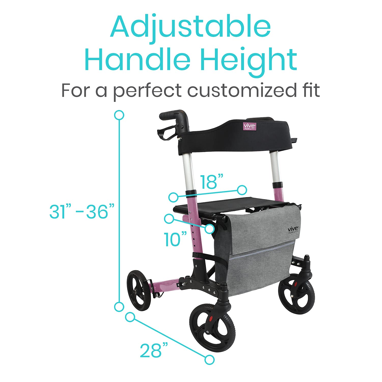 Vive Mobility Rollator Walker with Seat (Euro Style) Heavy Duty