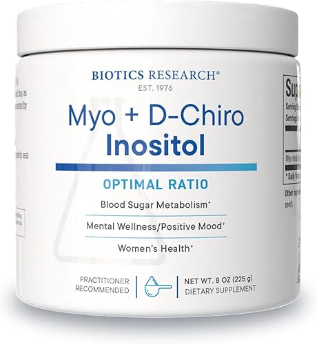 Biotics Research Polvo equilibrado B8, Myo inositol y D Chiro inositol, relación 40:1, salud de la mujer, comunicación neuronal, metabolismo de