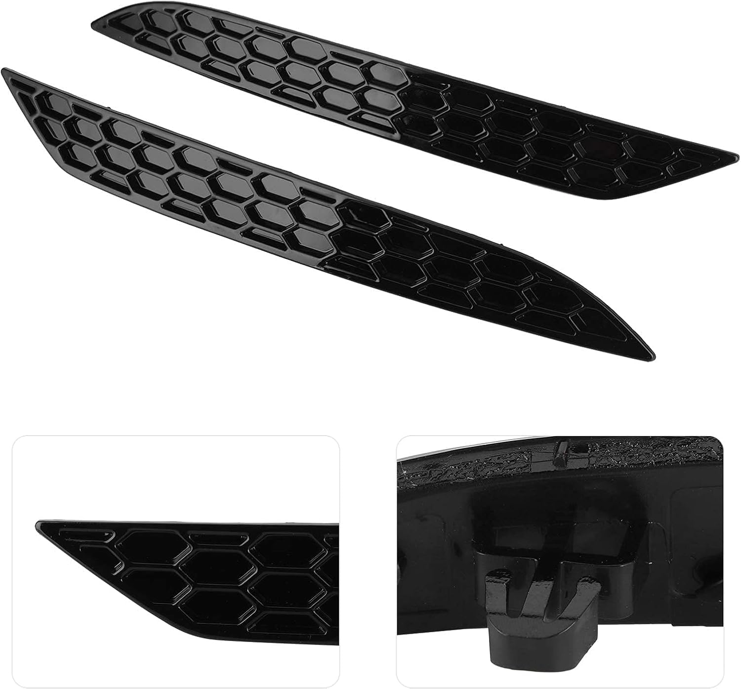 Rear Bumper Reflector, Pair of Left+Right Gloss Black Rear Bumper Reflector Honeycomb Set Fit for MK7.5 GTD R2017?2020