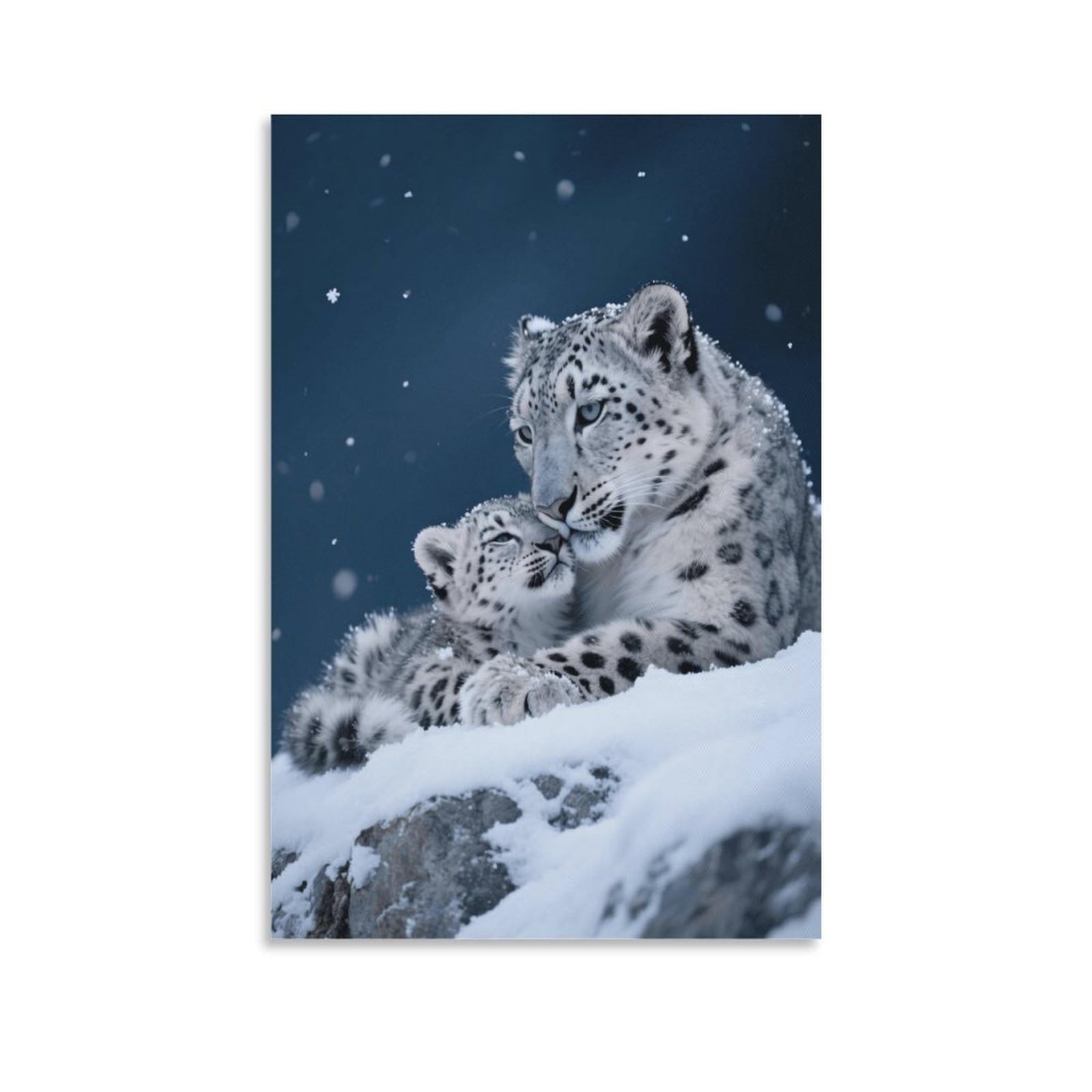 EMYXPAQM Snow Leopard Canvas Wall Art Snow Leopard Cub Giclee Canvas Prints Modern Artwork for Bedroom, Living Room, Or Kitchen Decorations Gift 08x12inch(20x30cm)