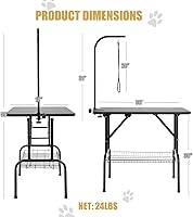 Vista 14 de NChanmar Dog Grooming Table 32 Inch Grooming Stand Pet Grooming Arm for Dogs Cats Height Ajustable Foldable with Noose,Non-Slip Desk Top for