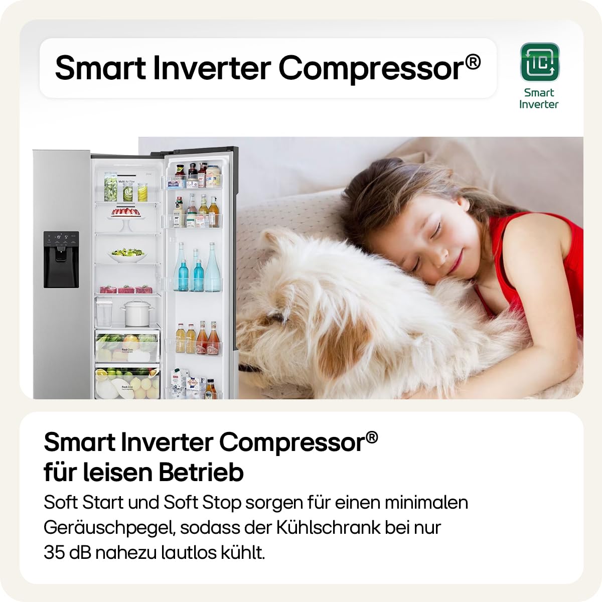 LG GSM32HSBEH Side-by-Side Kühlschrank 562 L Energieklasse E Total No Frost Silber