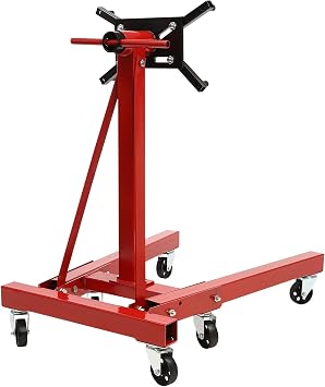 2000 LBS Steel Engine Stand with 360 Degree Rotating Head Adjustable Engine Hoists Folding Motor Dolly Mover Jack Heavy Duty Engine Lift Stand on Wheels Red