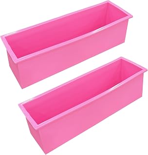 Flexible Rectangular Soap Silicone Mold Candle Making for Homemade Soap Crafts-Set of 2(Pink)