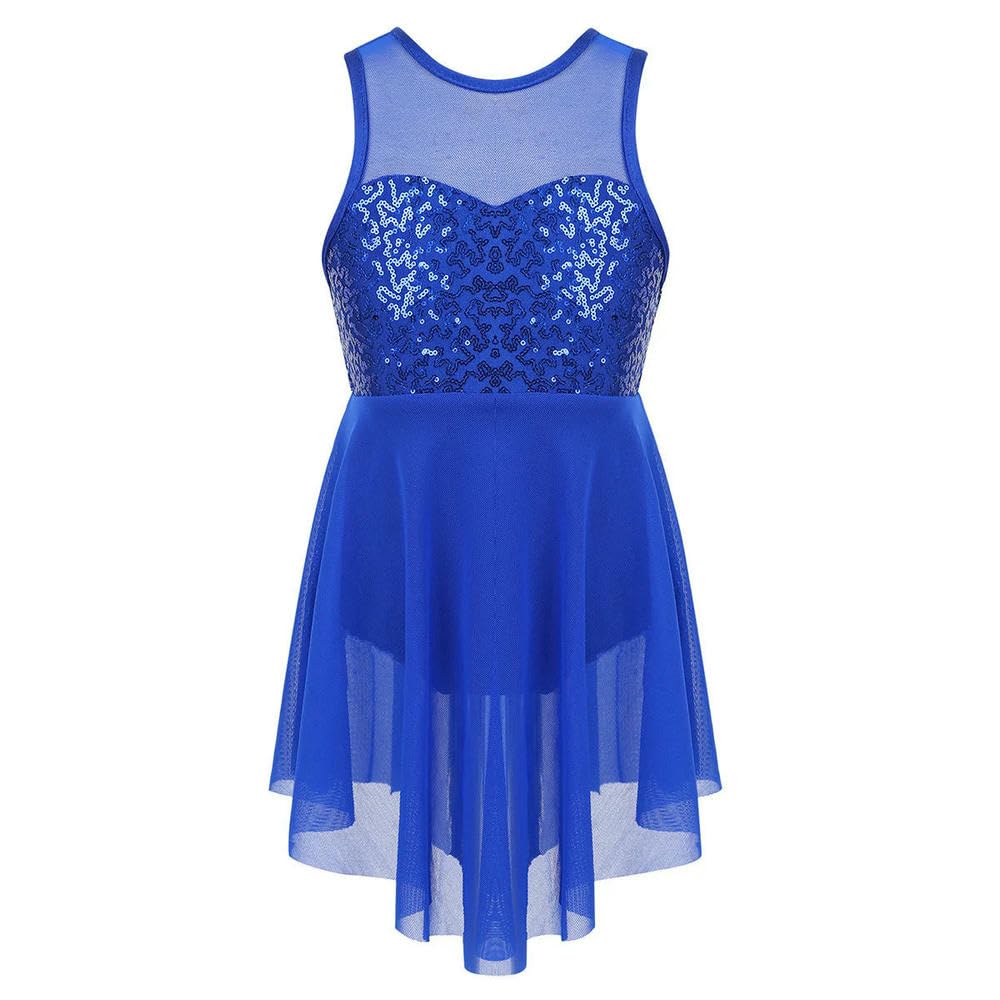 QXDZSW - Vestido de ballet con lentejuelas para niñas y niñas, sin mangas, malla de tul, estilo contemporáneo, leotardo