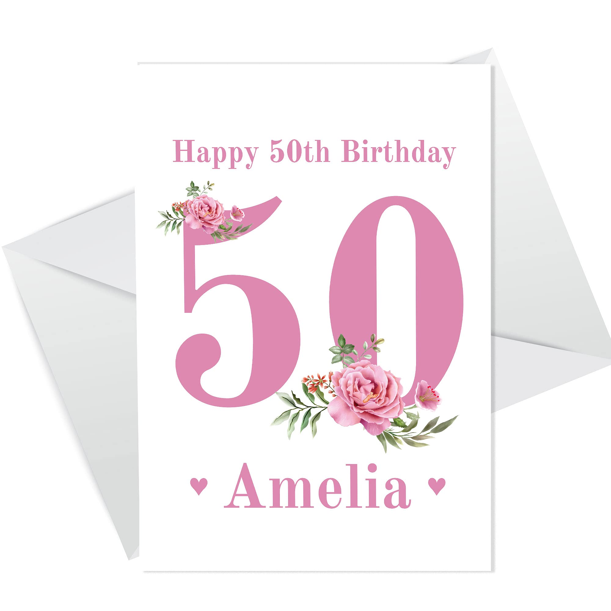 Personalised 50th Birthday Card Auntie Mum Sister Granddaughter Friend Niece