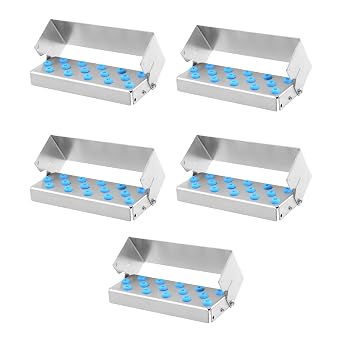 15 Holes Bur Holder Autoclave Sterilizer Case Organizer Box Instrument Storage Stand 5pcs