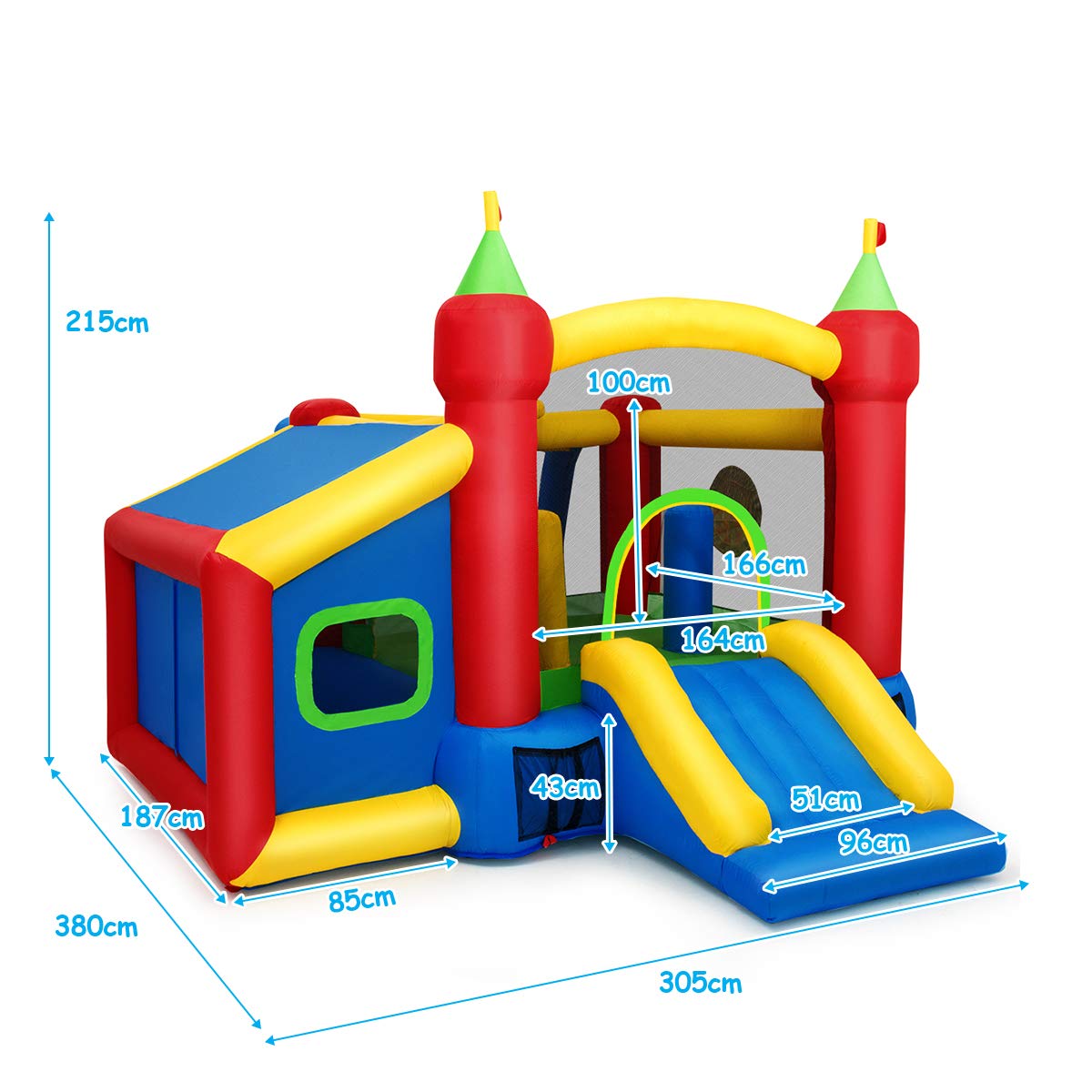 Castillo Hinchable Acuático 9 En 1 – Tobogán, Piscina Y Baloncesto Para Niños 3-5 Años, 646x418x211 Cm, Incluye Soplador De 950W