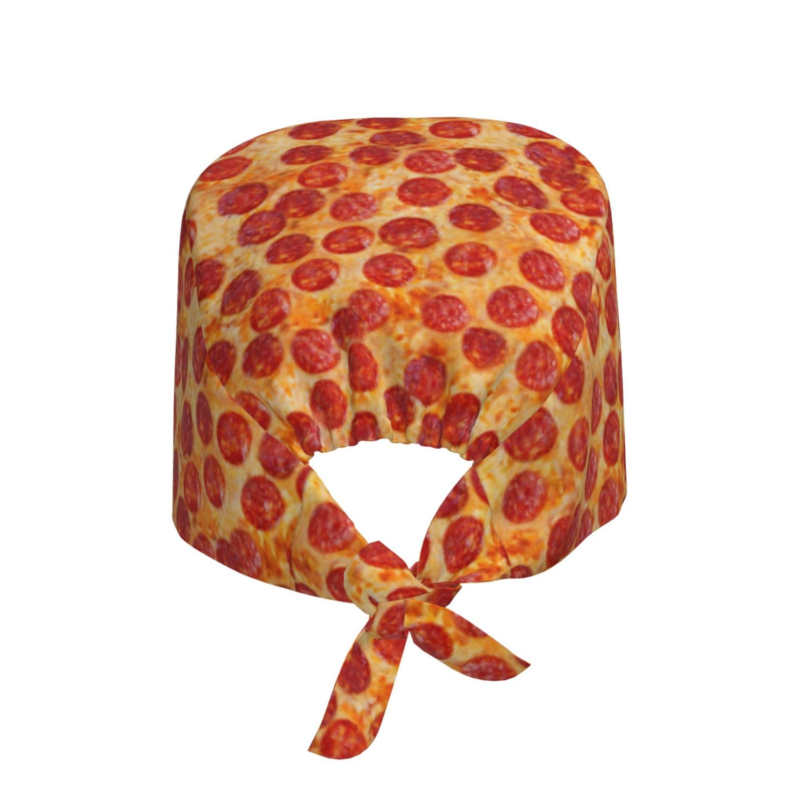 Kuilepa Pizza Print Working Caps With Sweatband Adjustable Working Hats Elastic Scrub Hats Nurse Scrub Cap