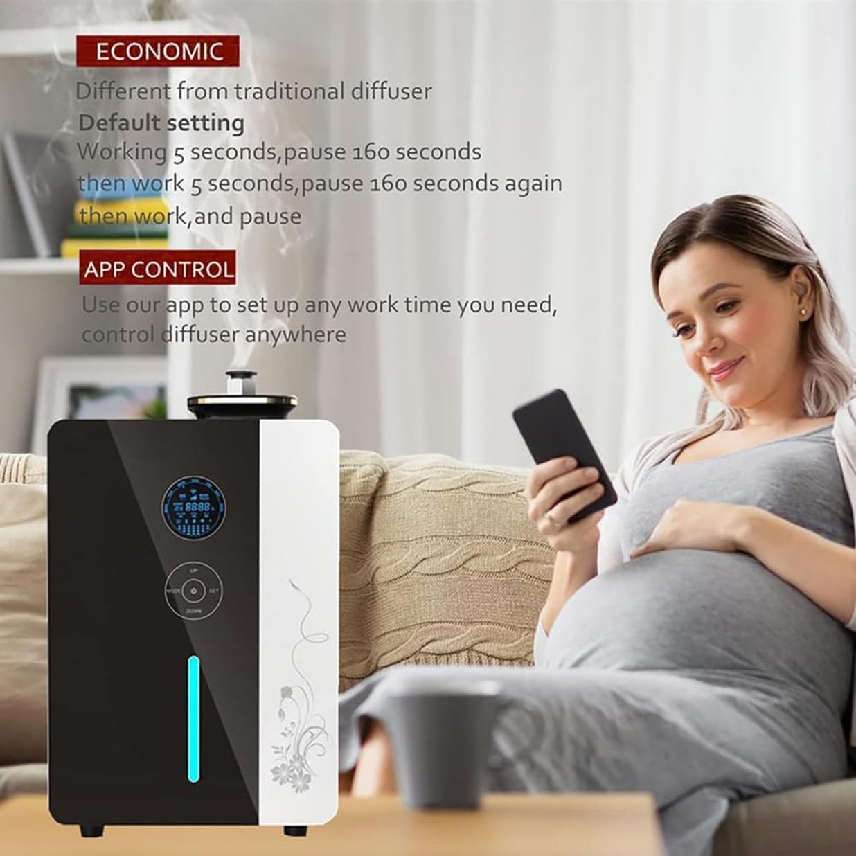 Máquina de Fragancia Comercial, difusor de Aroma de Aire de 800 ml, difusor de Aroma nebulizador silencioso para Hotel, Oficina, Teatro, SPA, Cobertura de 3500-7500 pies Cuadrados (White)