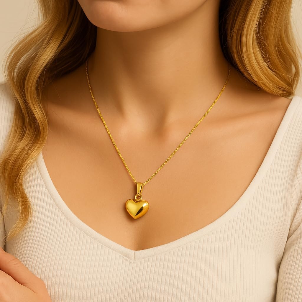 Dainty 14K Gold Plated Heart Necklace for Women - Diamond-Cut Cubic Zirconia Faith Pendant, Adjustable Chain, Spiritual Love Gift for Her