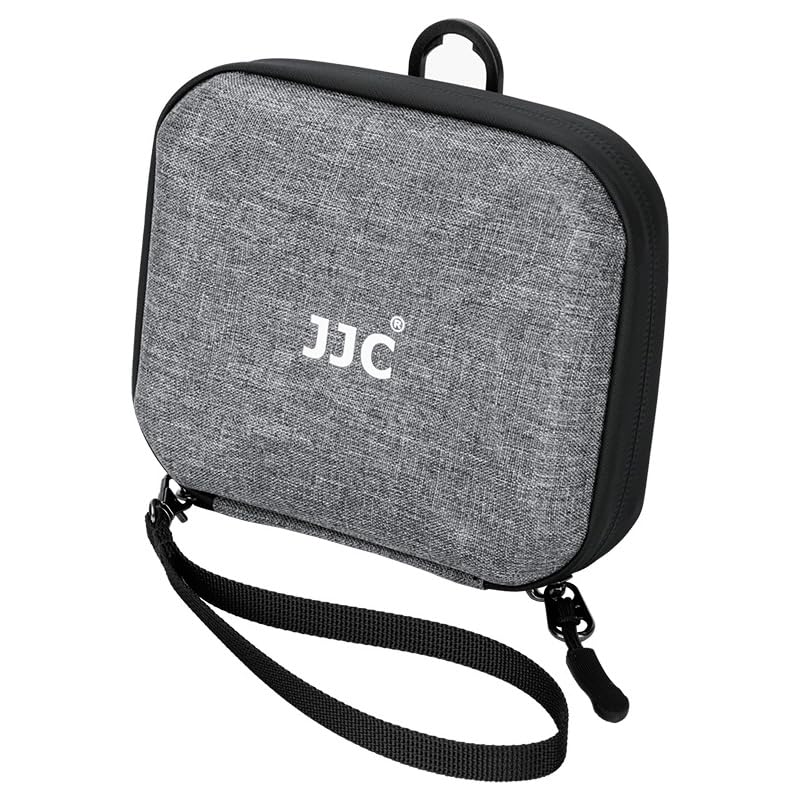 JJC Estuche rígido para filtros de lente de viaje, resistente al agua y al polvo, con bolsa de transporte y paño de limpieza de microfibra, gris