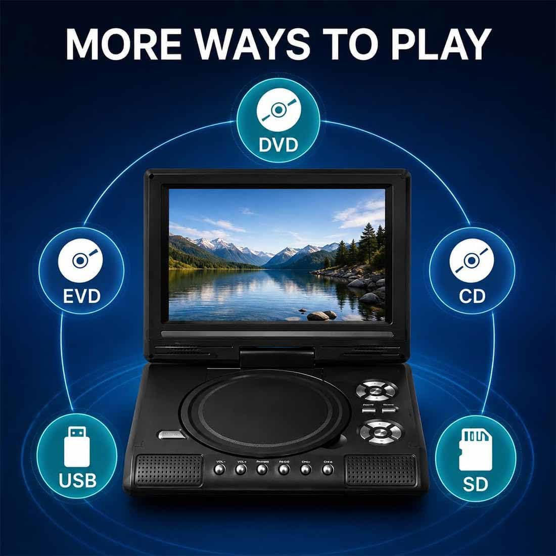 Reproductor de DVD/EVD portátil HD de 7,8 ", Reproductor de DVD portátil (1 Uds.)