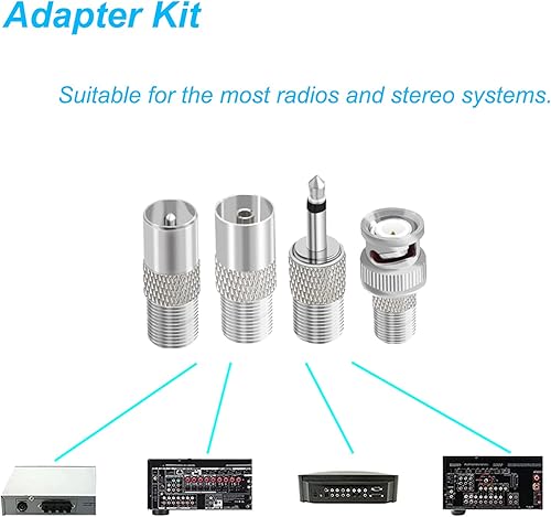 Miniatura 4 de Antena FM para receptor estéreo para interiores, antena de radio FM con 4 adaptadores de tipo para receptor estéreo para el hogar, radio Bose Wave