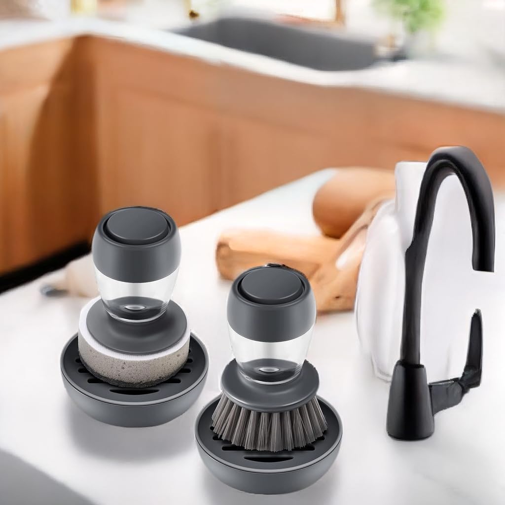 2 Brosses à Vaisselle TNEDFOD - Avec Distributeur De Liquide - Nettoyage Casseroles