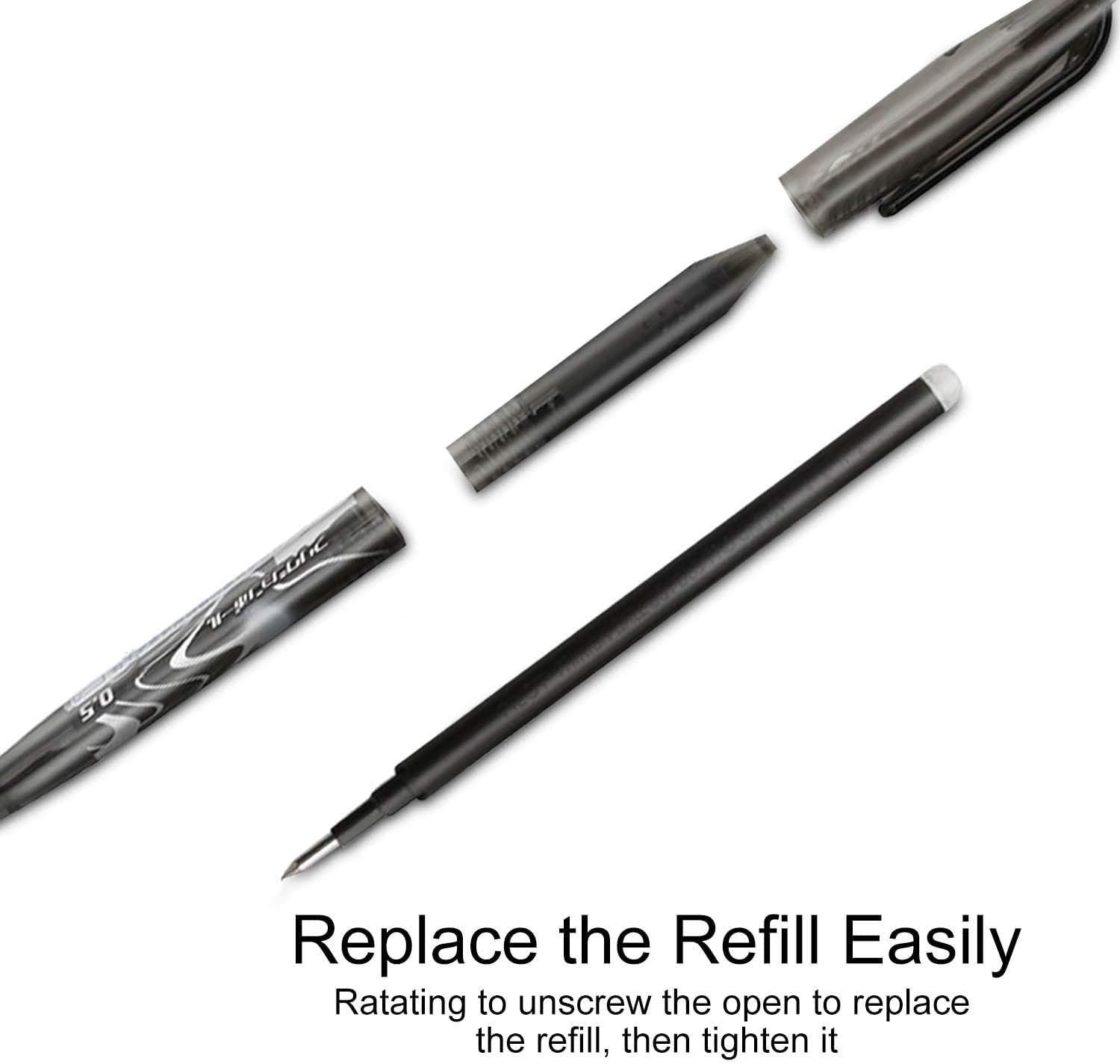 Erasable Gel Ink Rollerball Pens, Hirsrian 0.5mm Liquid Ink Gel Pens Quick-drying Rolling Ball Pens with Eraser for Kid Students Adults - 8 Colors Pack : Office Products