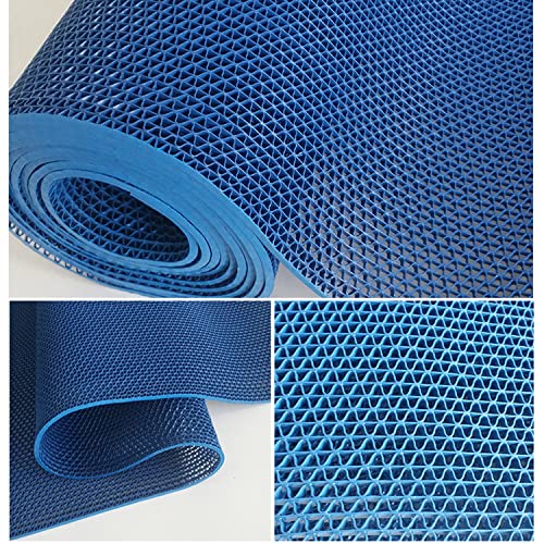 ybaymy Drainage Mats Non Slip Drainage Rubber Mat 0.9x3m Anti Slip Outdoor Matting Floor Wet Area Commercial Floor Mat Swimming Pool 5.5mm Thick Blue