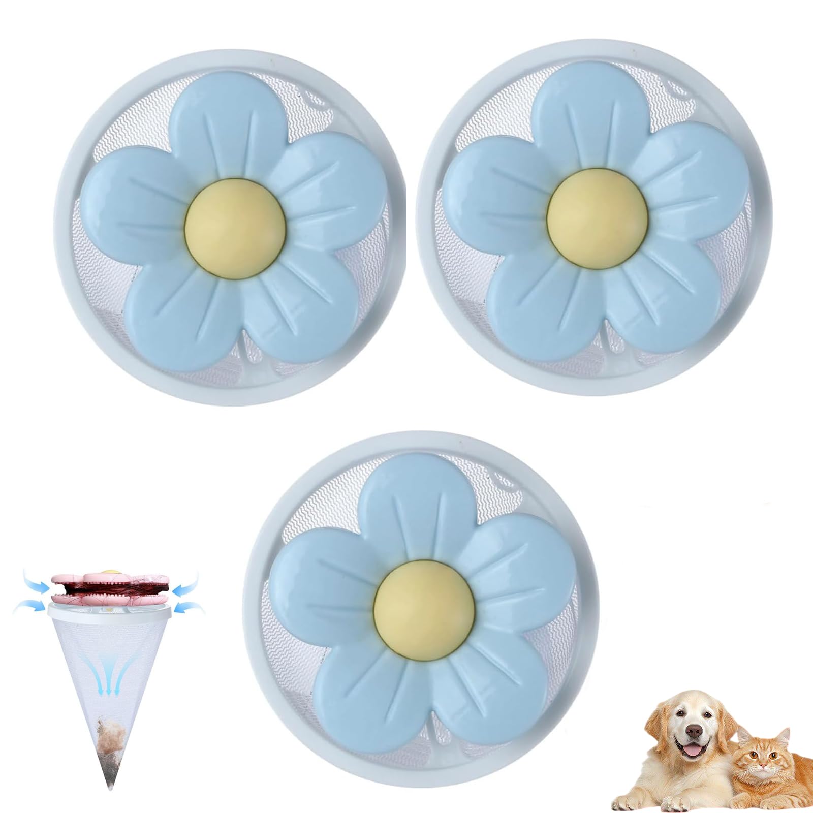 Pet Hair Remover Washing Machine, 2026 New Washing Machine Hair Catcher, Reusable Floating Lint Mesh Bag For Laundry Floating Hair Filtering Mesh Removal (BLUR)