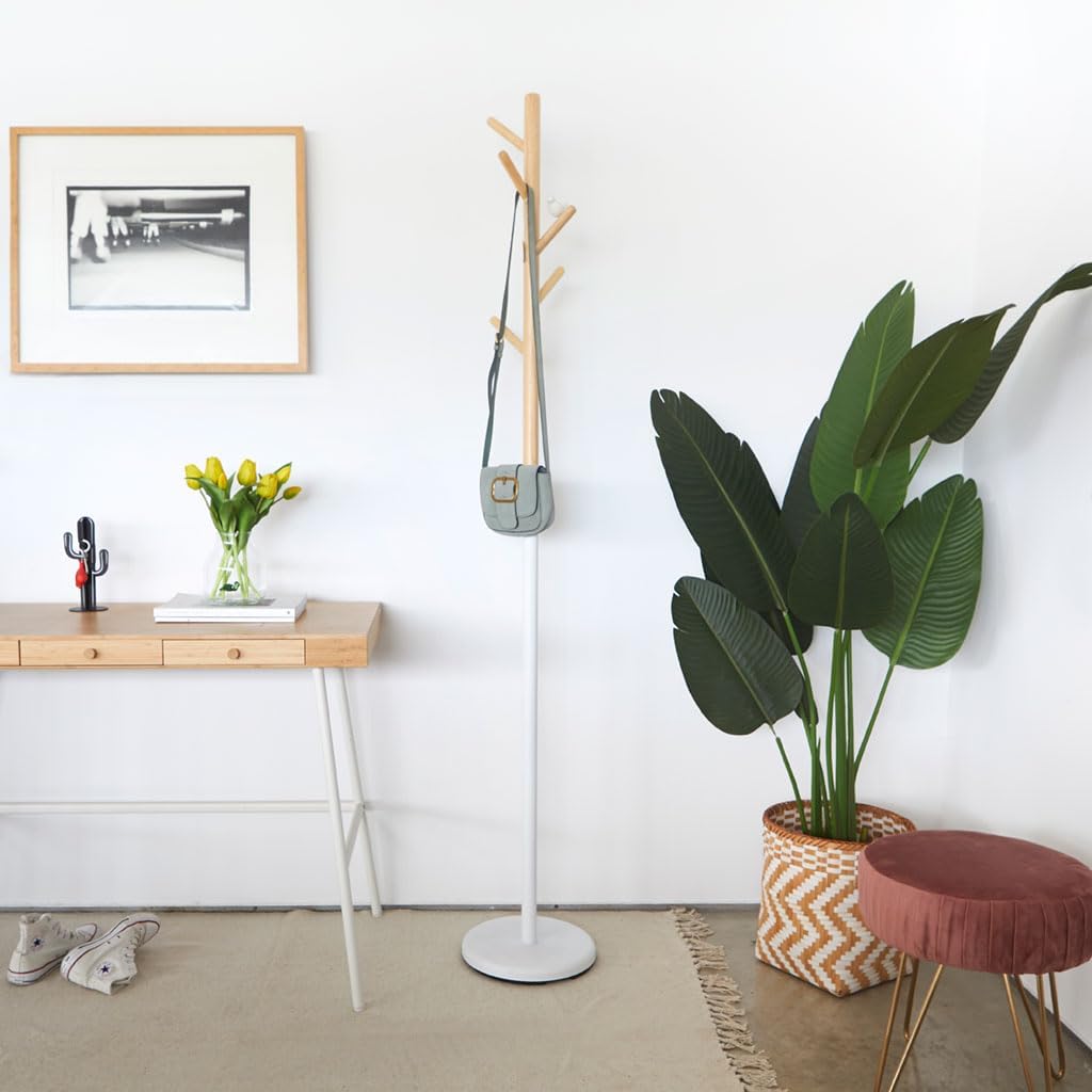 Balvi Coat rack Birdie White colour 5 hangers With a bird figure Metal/wood 177cm