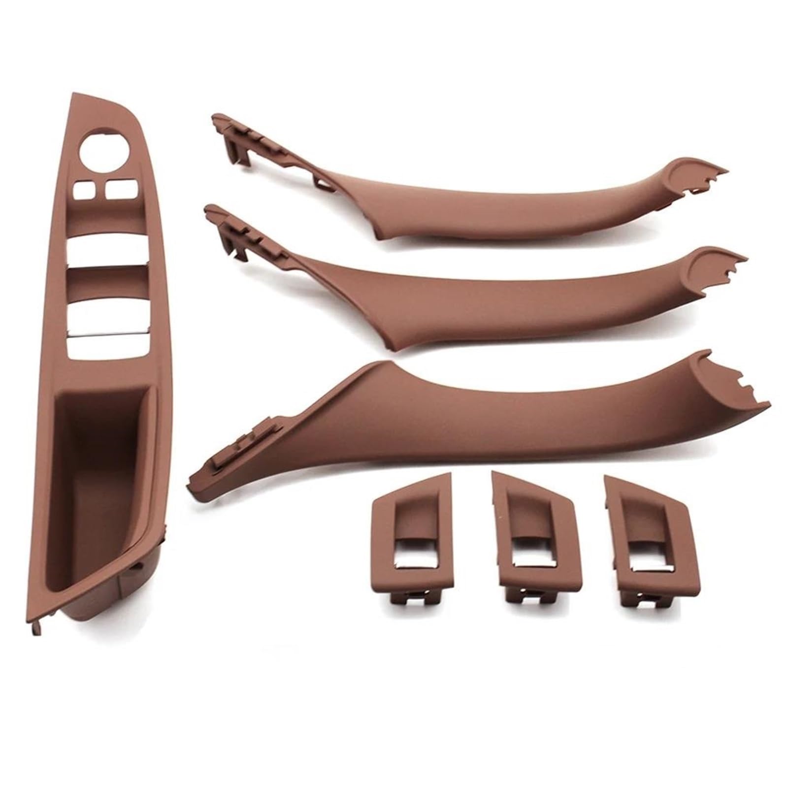 NOHEEU Left Drive LHD Car Interior Door Handle Pull 7PCS Set for BMW 5 Series F10 F18 523 525 528(Model A Brown5)