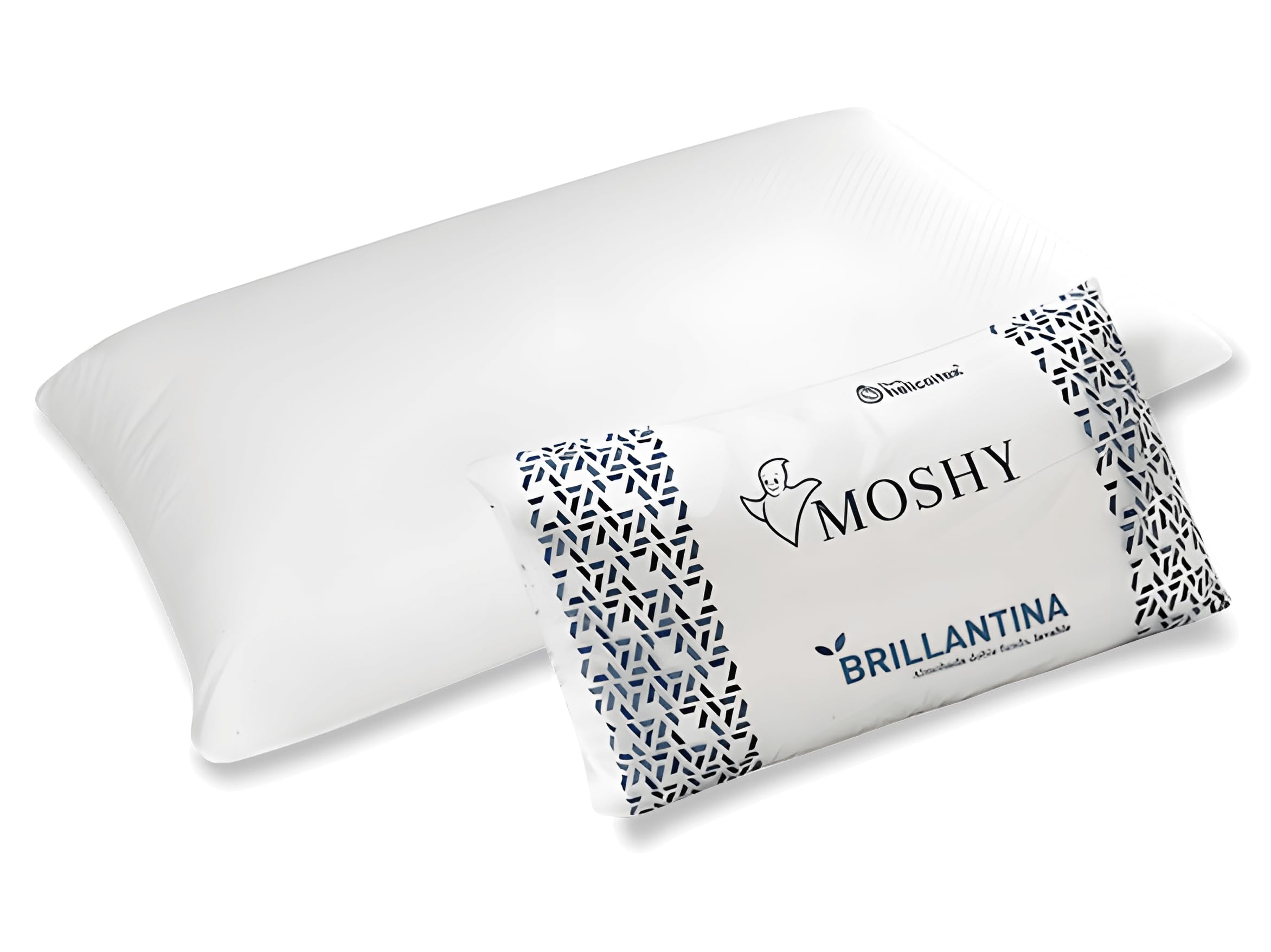 Moshy Almohada Brillantina, Fibra Helicoitex, Firmeza Media Blanda, Doble Funda, Algodón y Poliéster (135 cm)