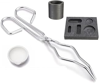 4pcs Graphite Crucible Set, High Purity Graphite Crucible+Tong+Bowl+Combo Ingot Torch Melting Metal Gold Silver Jewelry Casting Kit