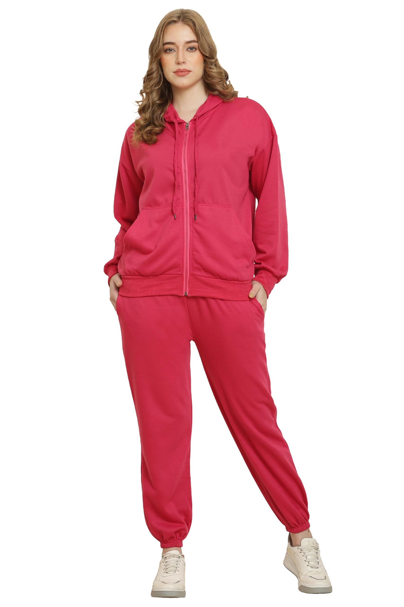 DSCFleece ZIPPER HOODIE & PYJAMA Tracksuit Co-ord Set for Women || SMALL - 10XL || Regular & Plus Size || (IN, Alpha, S, Regular, DARK PINK)-image-38