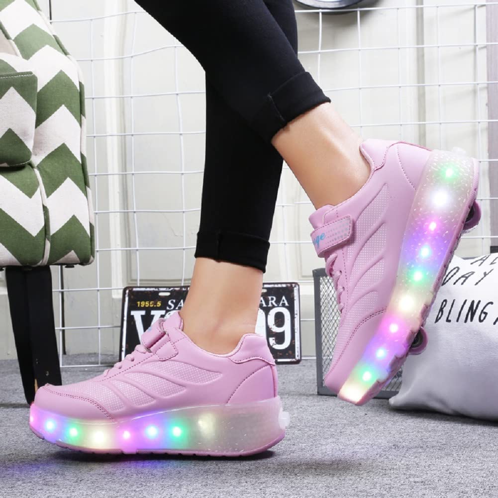 Scarpe con rotelle da Bambina Scarpe con luci Ragazza Scarpe da LED Ruota Skateboard Sneaker Sportive con Rotelle Automatiche Ruota Multisports Skateboard Sneaker con Ruote per Bambini…