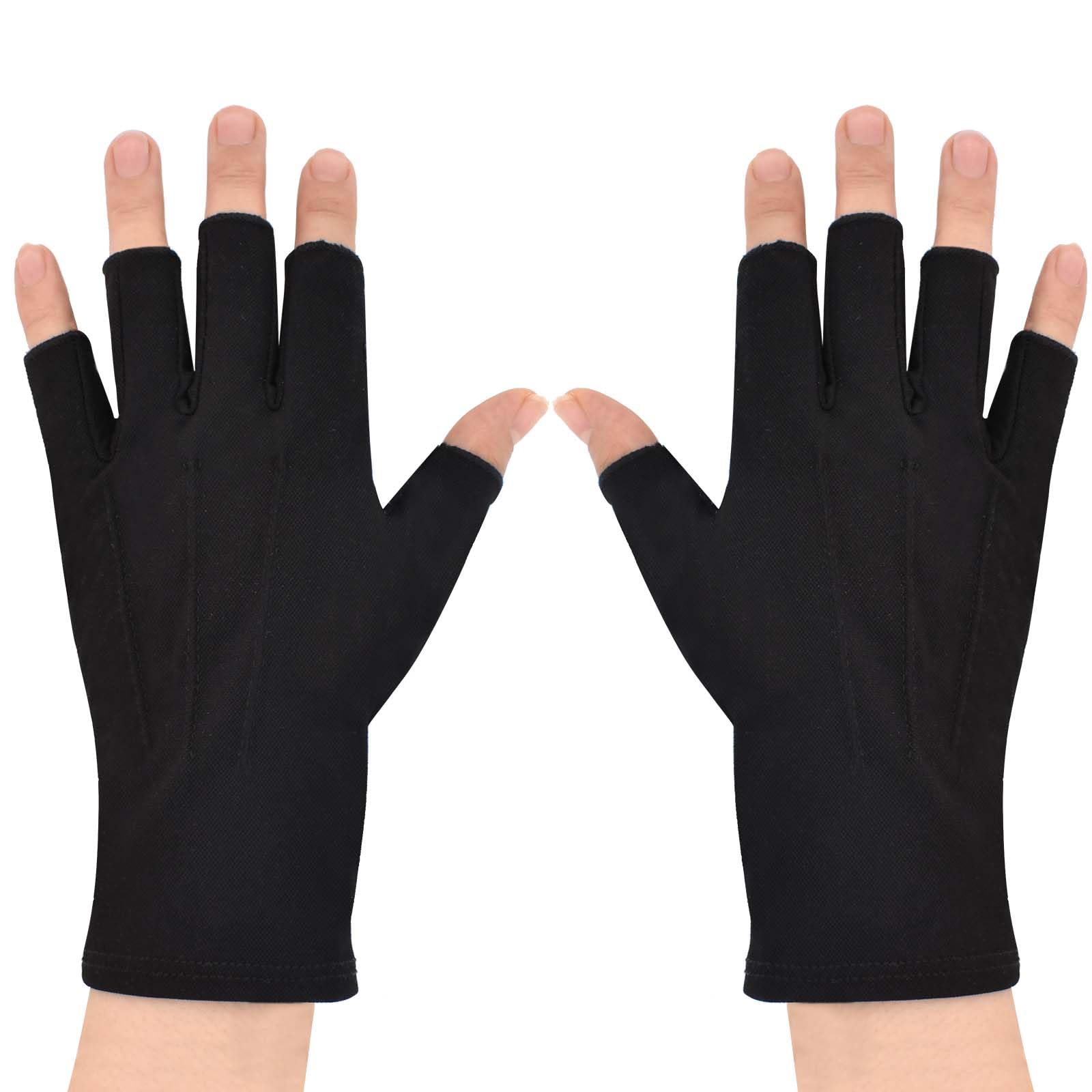 Guantes de Ciclismo para Hombre, Guantes Cortos de Medio-Dedo, Guantes de Bicicleta de Carretera Antideslizantes y Protección-Solar para Motocicleta Golf Ciclismo Acampar Senderismo, Negro