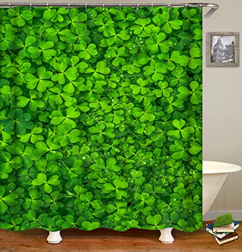 FGERGD Rideau Douche 120 x 180 cm Vert & Trèfle Rideau Douche Anti Moisissure ImperméAble Et Tissu Rideau De Douche Polyester Lavable Cover