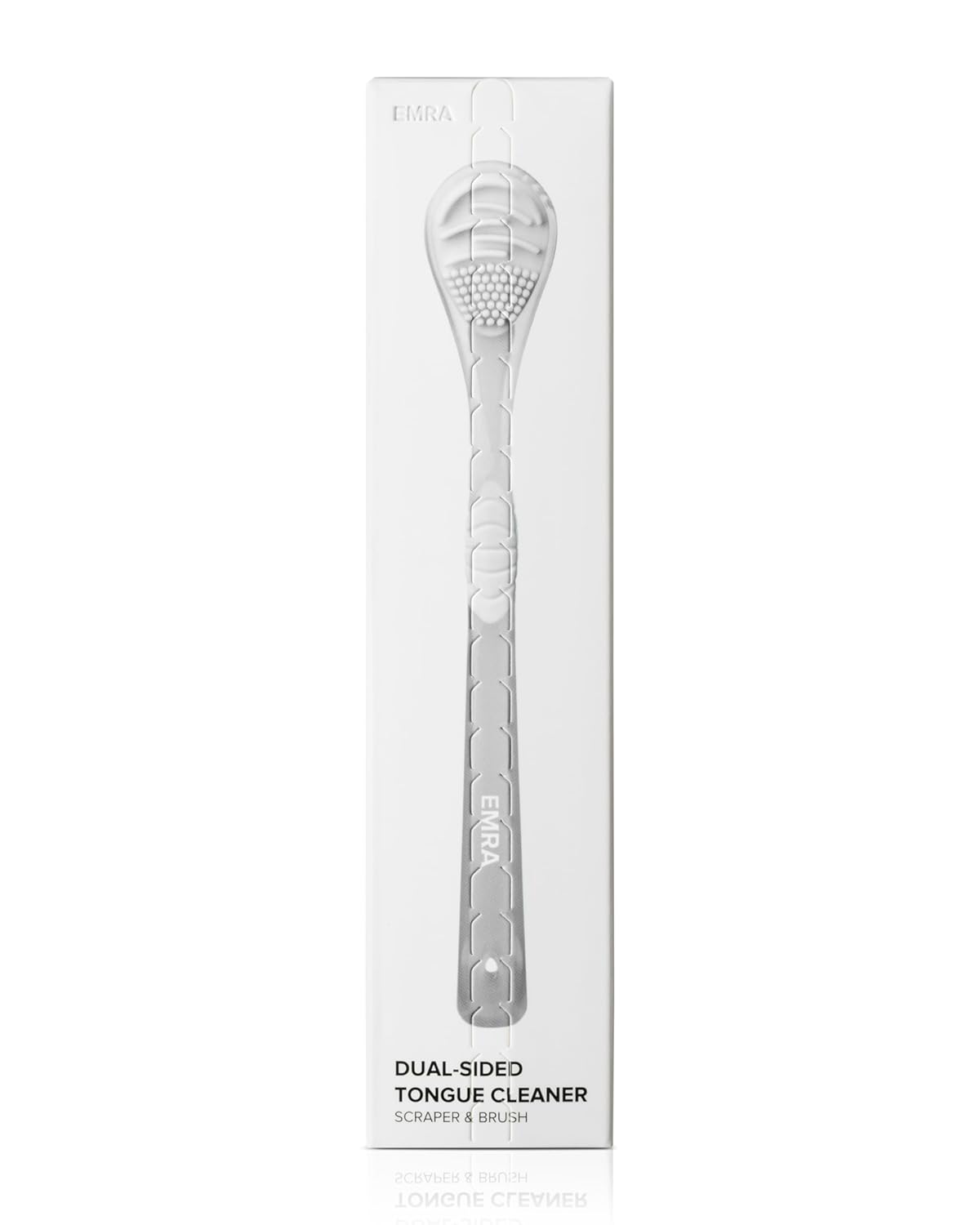 EMRA Gentle Cleaning Tongue Gel + Dual-Sided Cleaner in White - Fluoride-Free Formula with Peppermint & Chamomile for Fresh Breath & Sensitive Tongue Care