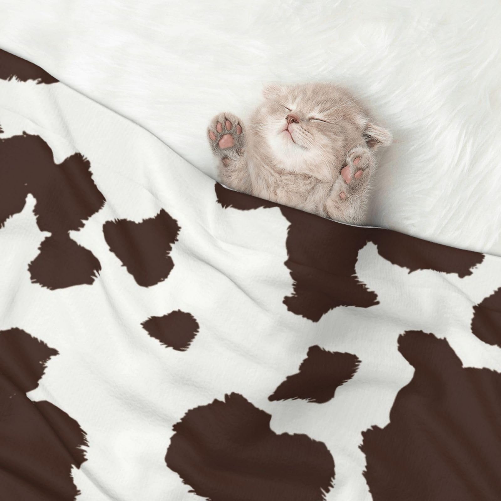 Kuilepa Brown Cow Print Waterproof Dog Blanket,Leakproof Pet Blanket for Large Dogs, Furniture Sofa Couch Cover Protector,Reversible Washable Soft Plush-Large