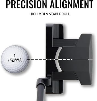 HONMA H10 Golf Putter for Men and Women, Elite Black Ion Plating Mallet Putter with Full Carbon Shaft, High MOI Dual Milled Precision Face, Right Handed