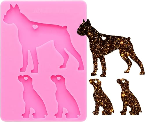 Angel Wings Molde brillante brillante para familia de perros, moldes de silicona para papámamábebé, moldes de resina epoxi, llavero personalizado,